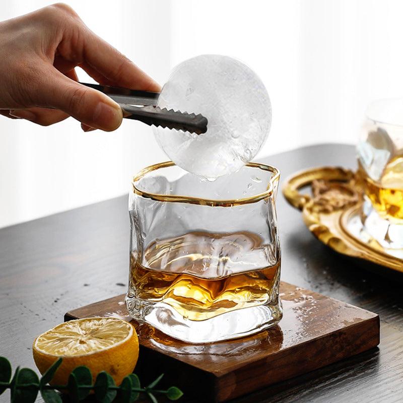 Wave Glass With Gold Rim - Set Of 2 - Smokey Cocktail