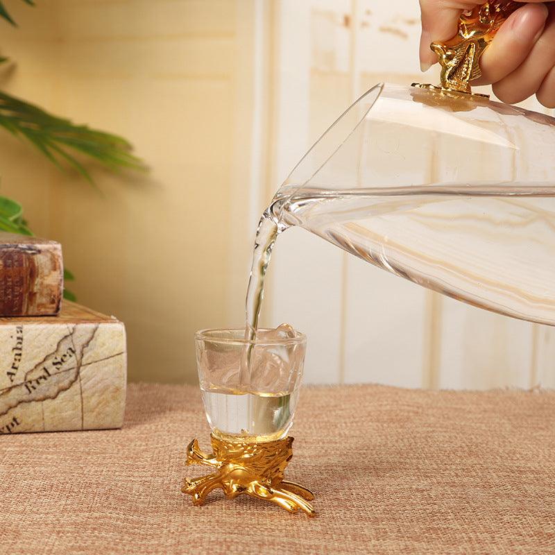 Zodiac head shot glass | ZODIAC SHOT GLASSES WITH GLASS JUG - GOLD COLOR