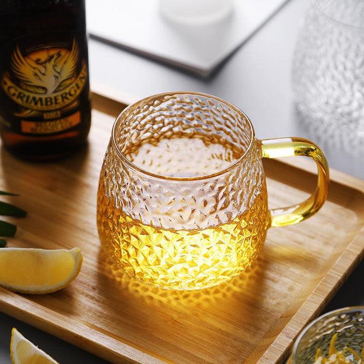 glass coffee mug | HAMMERED GLASS MUG - SET OF 2