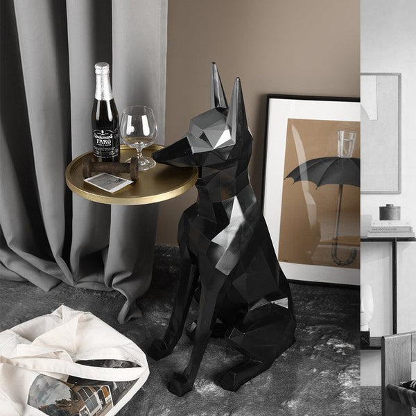 Black Abstract Dog Figurine Table - Smokey Cocktail