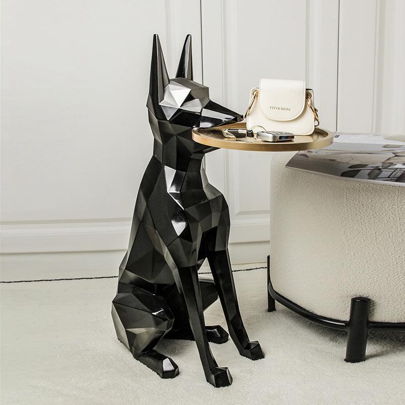 Black Abstract Dog Figurine Table - Smokey Cocktail
