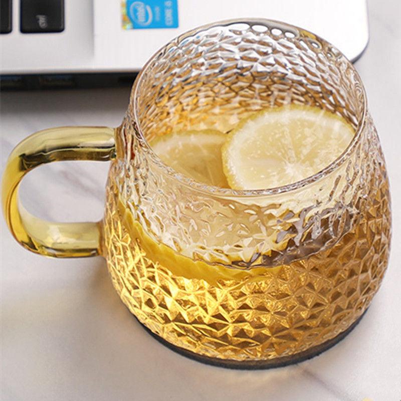 glass coffee mug | HAMMERED GLASS MUG - SET OF 2