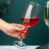 wine glasses online | HEXAGONAL STEM GLASS WITH GOLD RIM - SET OF 2