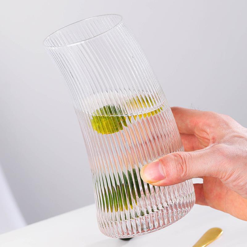 tall glass | STRIPED TALL GLASS - SET OF 2