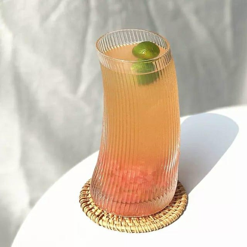tall glass | STRIPED TALL GLASS - SET OF 2